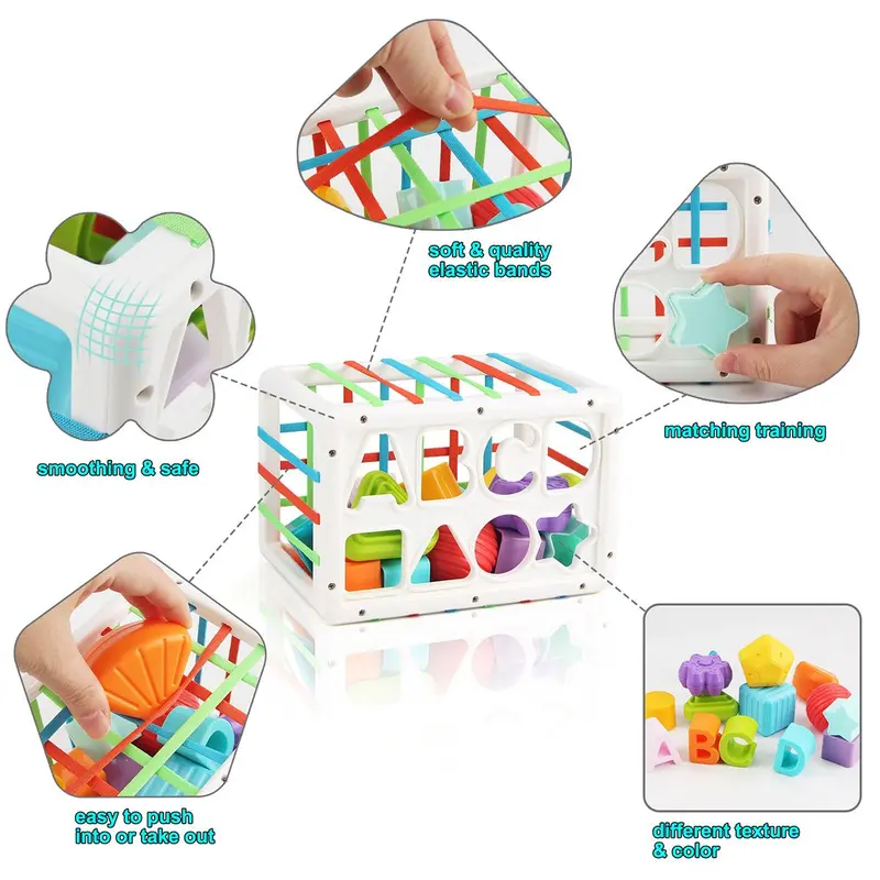 Baby Montessori Toy, Baby Sensory Toy, Early Education Toy, 1 Box Manhattan Teether Ball & 1 Box Stacking Blocks Toy, Educational Toy for Kids 8