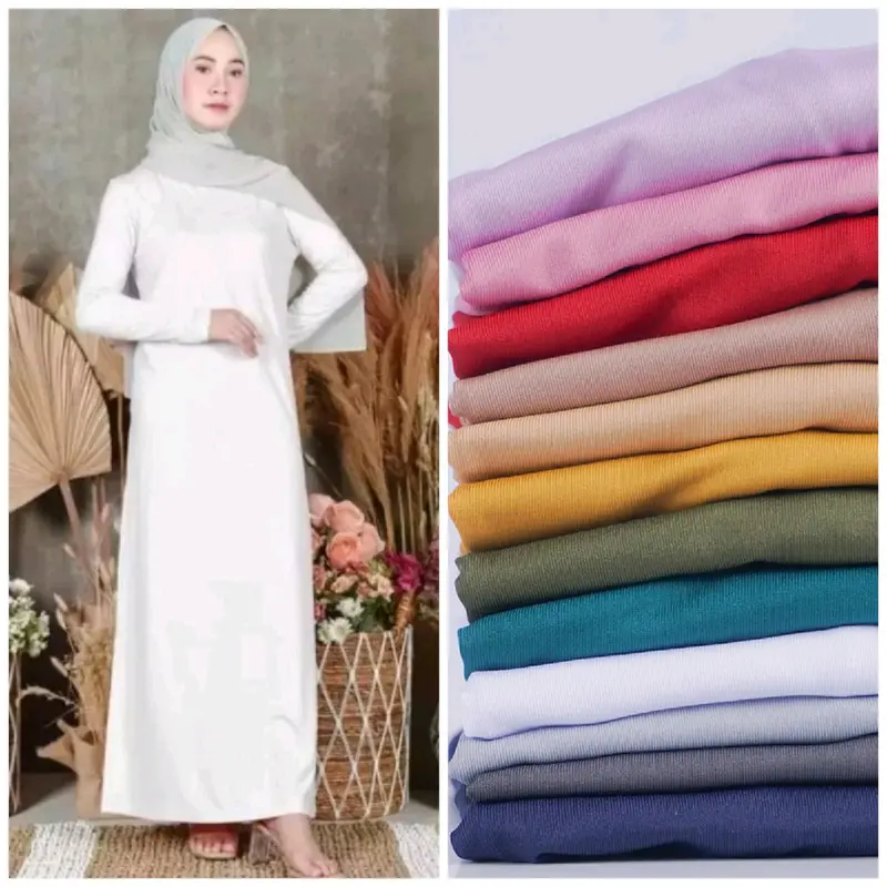 INNER DRESS MANSET LENGAN PANJANG BAHAN SPANDEK JERSEY PREMIUM Dalaman Wanita Muslim Tebal 1