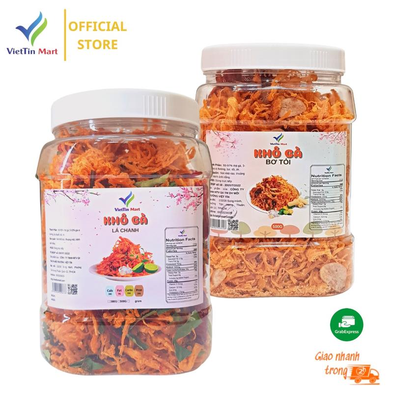 Combo 500gr khô gà lá chanh + 500gr khô gà bơ tỏi VietTin Mart 