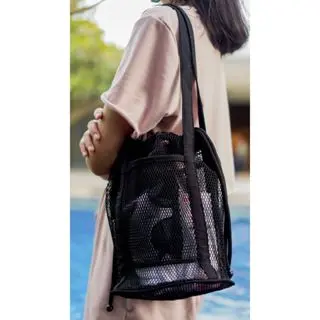 Tokyo Mesh Totebag Tote Bag Tas Wanita Tas Belanja Tas Jaring Tas Olahraga Hitam Kanvas 7