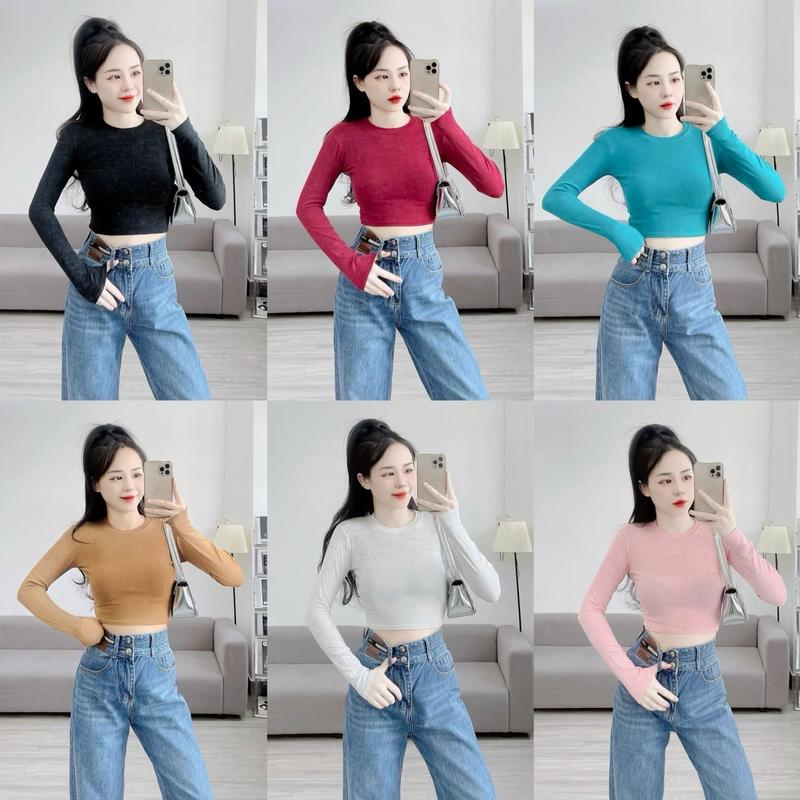 D030_Áo Thun Croptop TD Chất Zip Loang QC Nữ Women