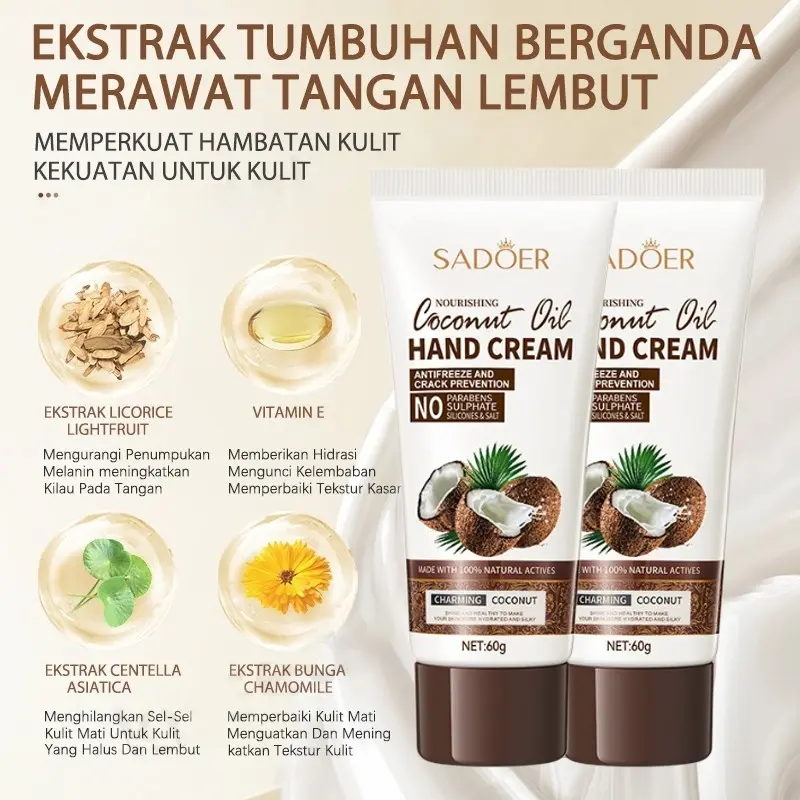 【COD】 Krim Tangan Pemutih Cream Tangan Keriput Dan Kasar  100 Asli  Whitening Hand Cream Moisturizing Vitamin E Hand Krim Pelembut Tangan Kering Dan Keriput Cream Tangan Dan Kaki Keriput Dan Kasar Krim 60g Tangan Whitening Pelembab Krim Tangan Anti Kering