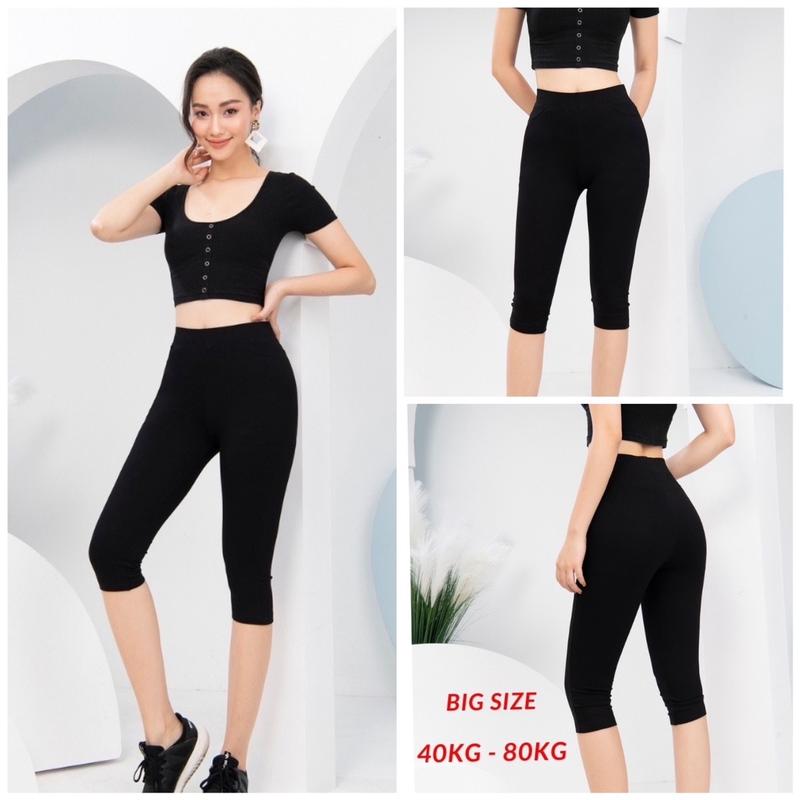 Quần Legging Ngố Qua Gối Co Dãn Có Túi