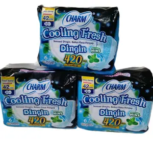 (PAKET 3 BUNGKUS) CHARM COOLING FRESH Pembalut Wanita 42cm isi 6pads