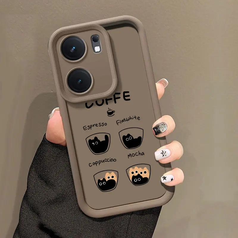 Ốp Điện Thoại, Dành Cho Oppo Reno 13F 4G 5G, Chất Liệu Mềm Mại, Chống Vỡ, Thiết Kế Hình Mèo Cà Phê 6