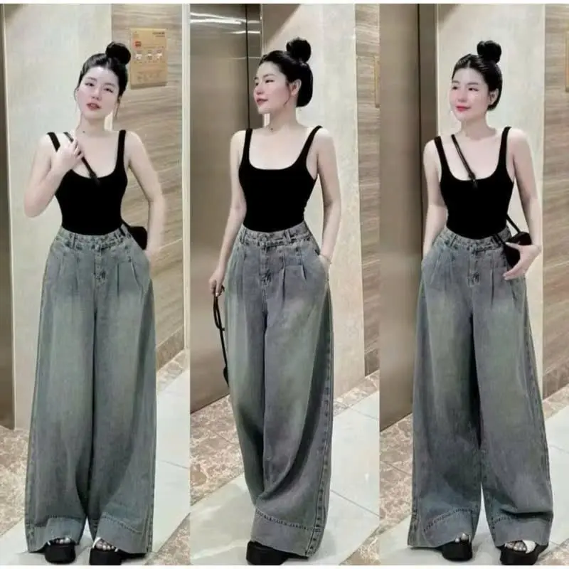 QUẦN BÒ JEANS SUÔNG ỐNG RỘNG HÁCH DÁNG  MẪU MỚI CỰC HOT,QUẦN BÒ ỐNG SUÔNG HÁCH DÁNG CHẤT ĐẸP(kèm ảnh thật)