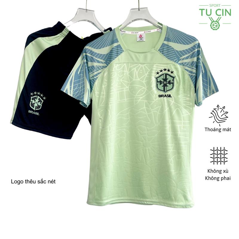 TOP QUẦN ÁO BÓNG ĐÁ, ÁO ĐÁ BANH BRAZIN XANH CHẤT VẢI THUN LẠNH CAO CẤP NAM NỮ TUCIN SPORT