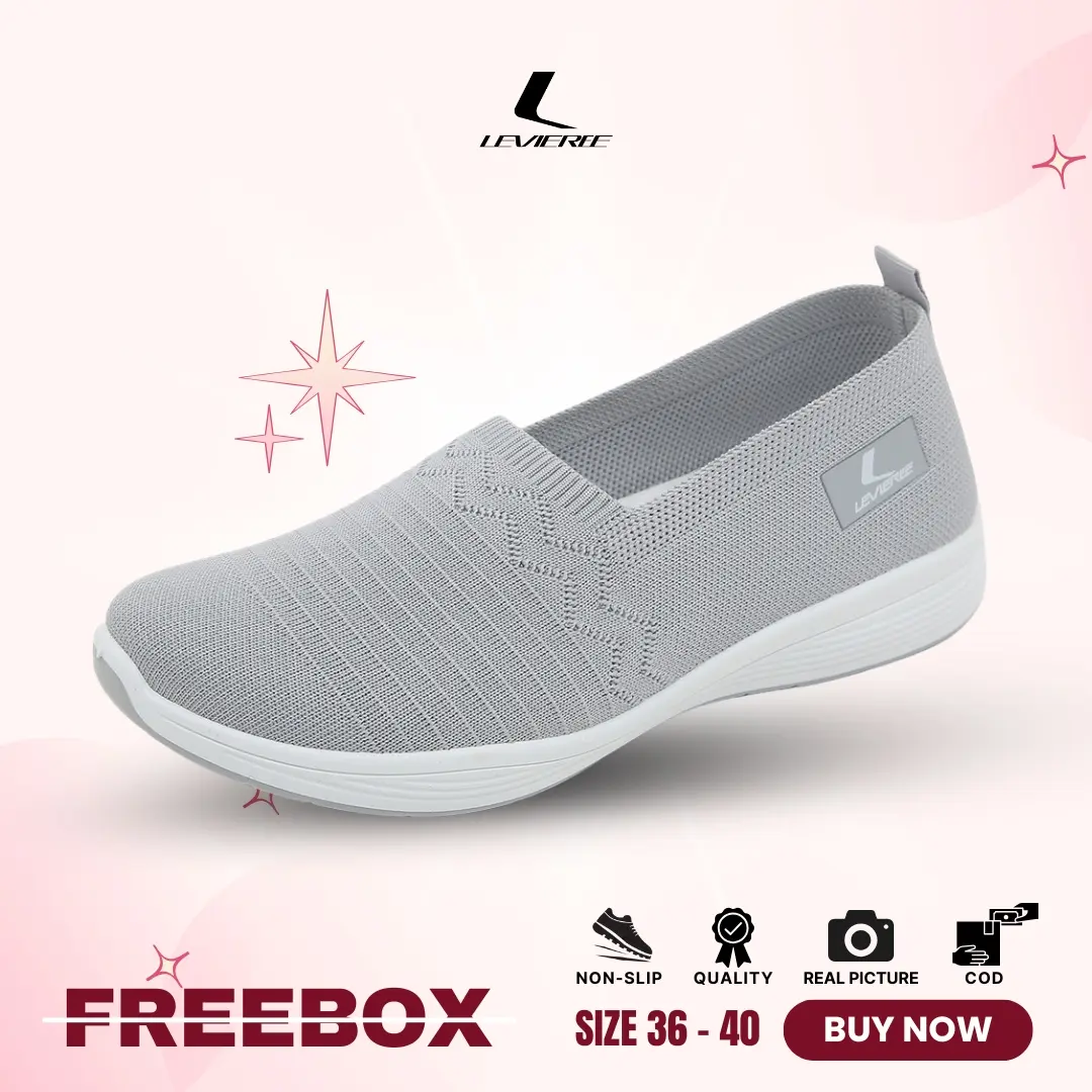 LVR FREE BOX LV0343 Sepatu Slip On Sepatu Rajut Motif Zigzag