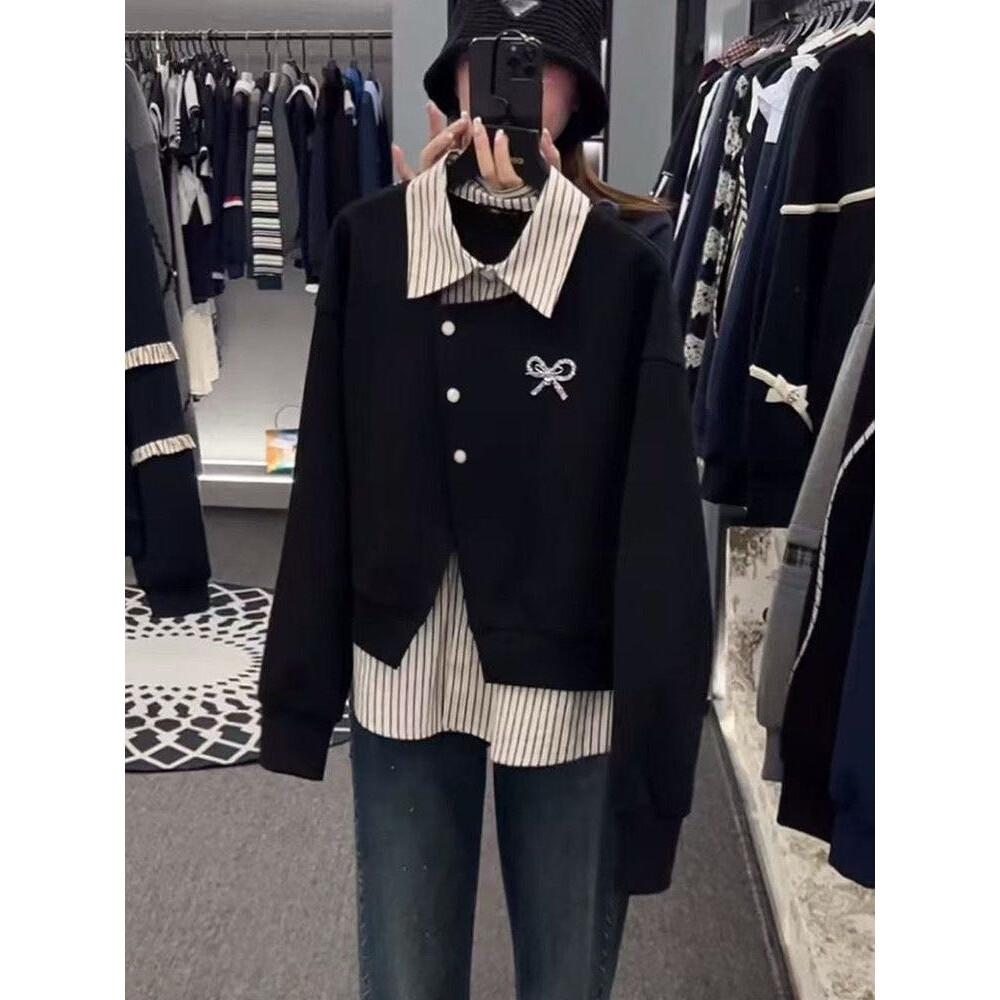 CHICMORE Kemeja lengan panjang dengan desain fashion dan efek dua potong