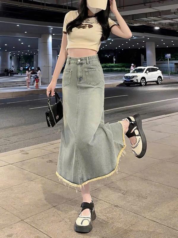 Chân Váy Đuôi Cá Jeans Nữ xòe dáng dài phong cách Hàn Quốc C41 Nữ Jeans TOP