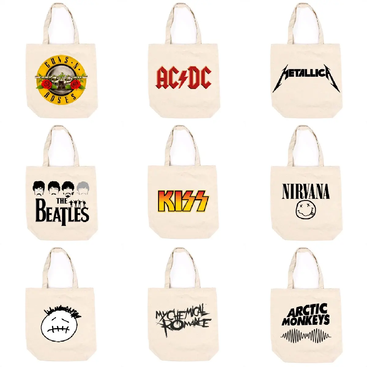 Tote Bag Band Rock Metallica/Rolling Stone/Nirvana/ The Beatles/ RHCP/ACDC [Ready Stock] [Fast Postage]