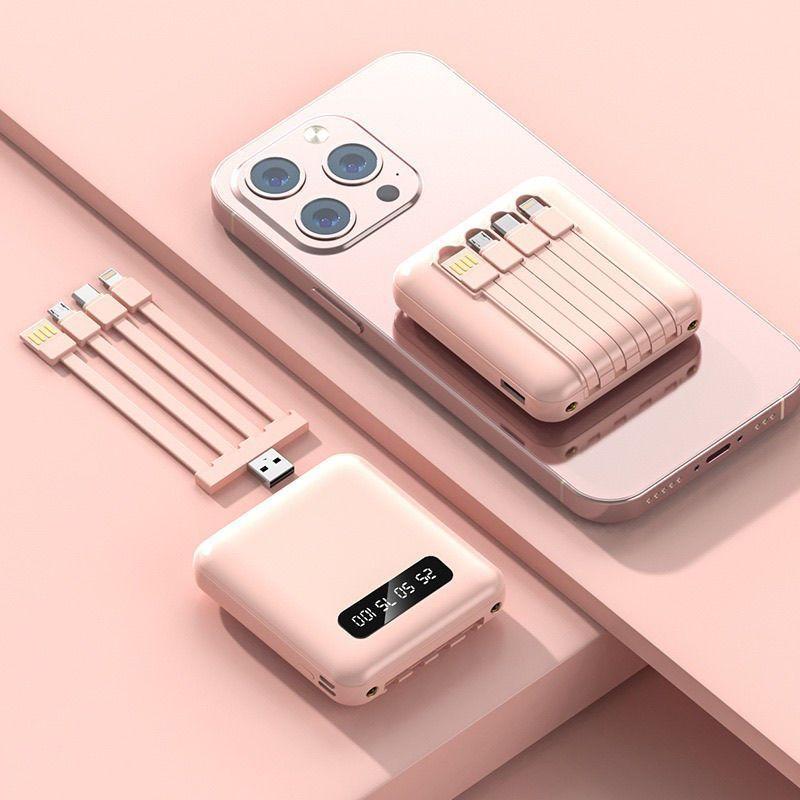 Pin Sạc Dự Phòng Tích Hợp 4-Cáp, Dung Lượng Lớn 20000mAh, Sạc Nhanh, Cầm Tay, Nguồn Điện Thoại Di Động Thông Dụng Tặng Kèm Miếng Dán 5