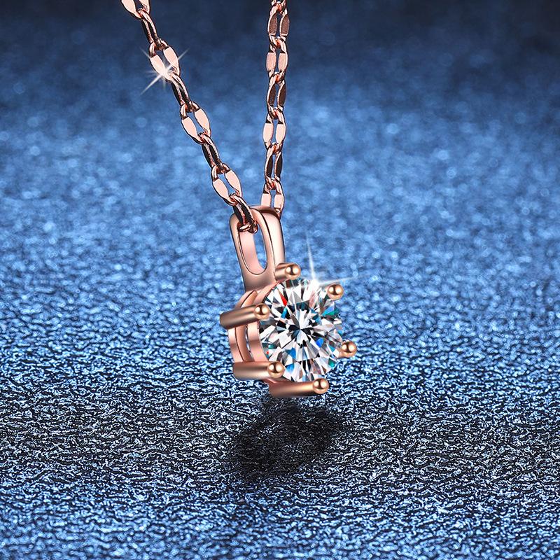 S925 Sterling Silver Moissanite During Women Lip Chain Korean Simple Style Six-Claw Moissanite 1 Karat Necklace Clavicle Chain JFK 1
