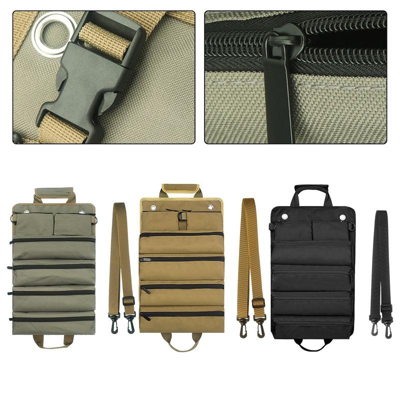 Storage Tool Bag Roll Up with 4 Large PocketsOrganizer Waterproof Oxford Cloth 0