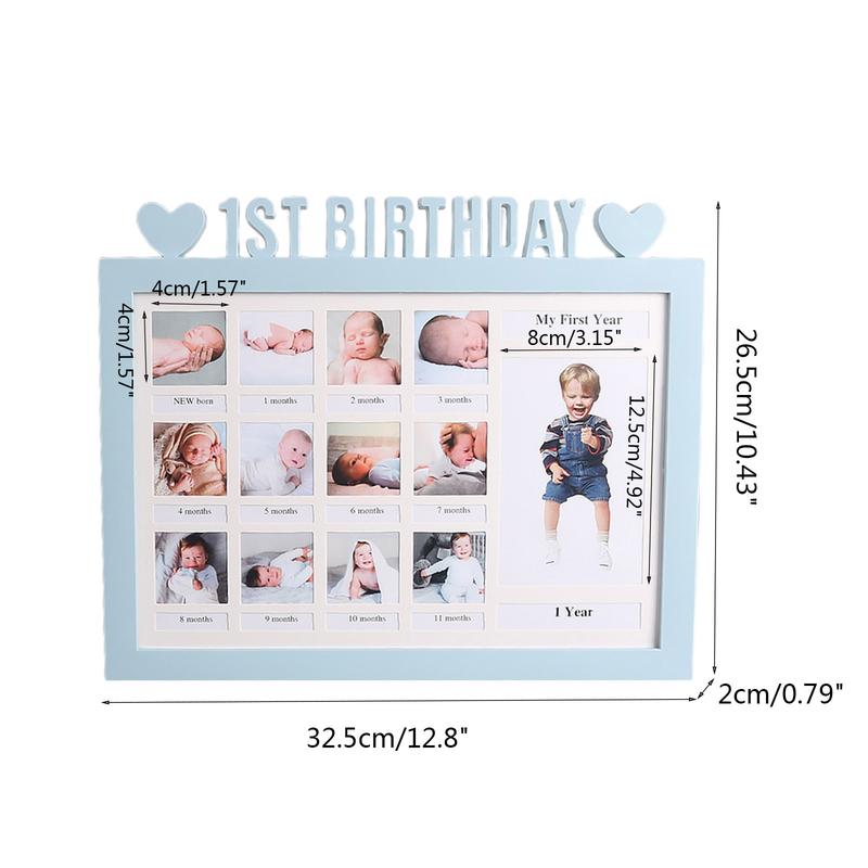 Product Introduction of for Creative First Year Photo Moment Baby Keepsake Frame DIY 0-12 Month Picture Display Plastic Collage Frame for Mom Parents Kids Growing Memory 0