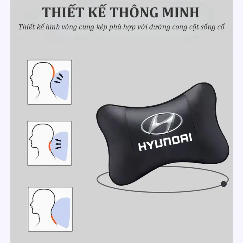 Gối Tựa Đầu Ô Tô Da PU Cao Cấp Thoáng Khí, Chống Đau Mỏi Cổ Vai Gáy - Gối Tựa Đầu Gắn Ghế Ngồi Ô Tô Có Logo Theo Hãng Xe 5