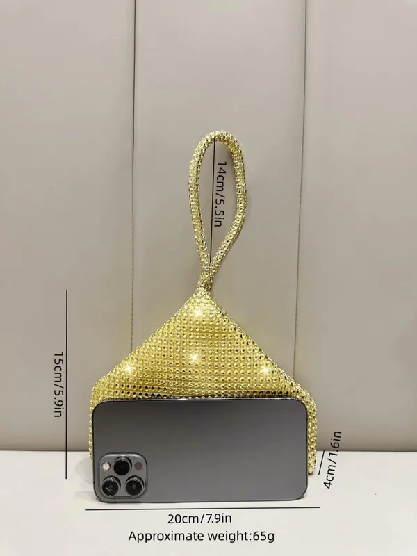Women's Elegant Glitter Sequined Party Evening Bag With Zipper, Geometric Design Glamorous Bling Mini Clutch Purse For Wedding Party 1