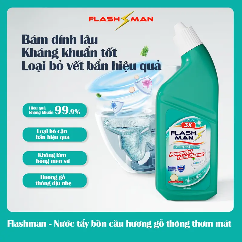 [MUA 1 TẶNG 2] Nước tẩy bồn cầu Flashman - Làm sạch hiệu quả - Diệt khuẩn - Khử mùi khó chịu (500g / 1 chai) 6