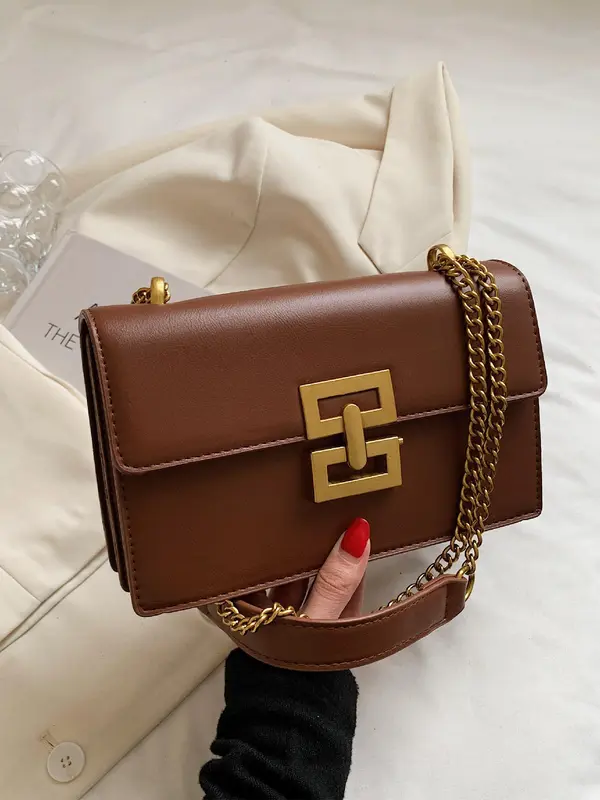 Fashion Chain Strap Quilted Pu Leather Square Bag, Simple Plain Rhombus Embossed Crossbody Bag, with Adjustable Shoulder Strap, Daily Commuting Shoulder Bag for Women, Girlfriend Gifts 5