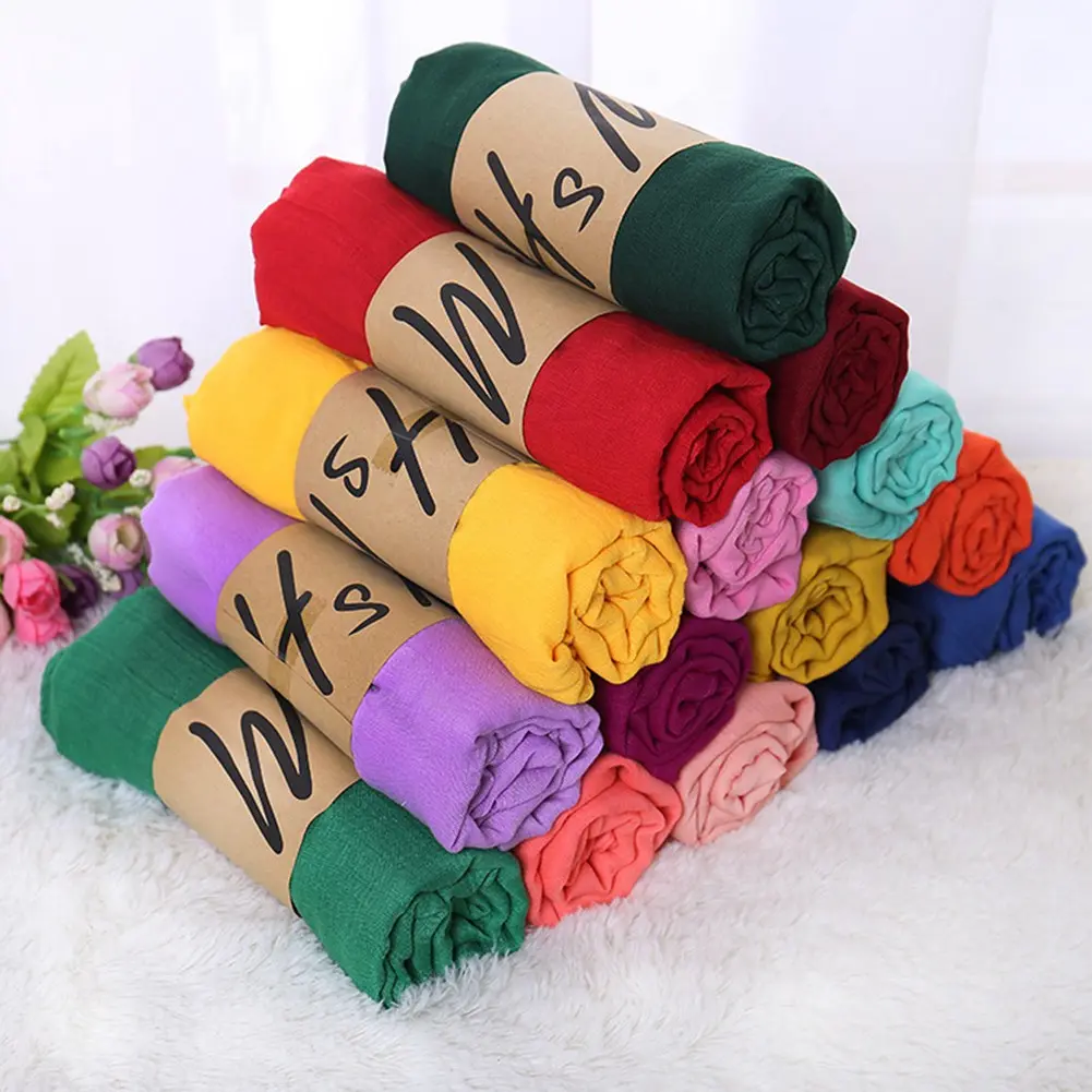 Women Cotton Solid Scarf Summer Shawls and Wraps Soft oversize Female Foulard Hijab Stoles Headscarves