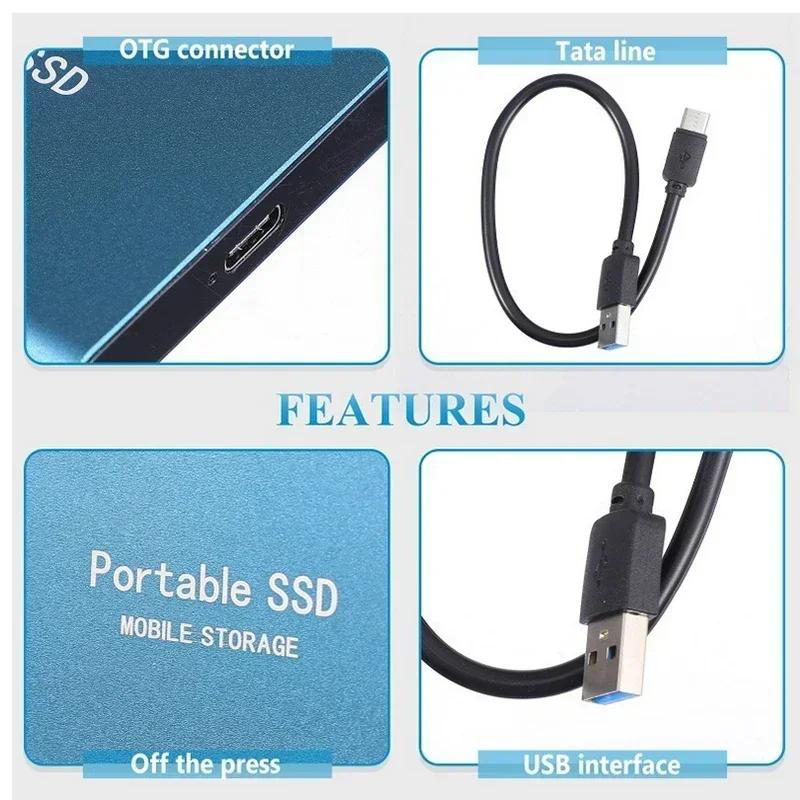 Product Introduction of Portable SSD 1TB/2TB External Solid State Drive USB 3.0/Type-C Hard Disk High-Speed Storage Device For Laptops/Desktop/Mac/Phone 12