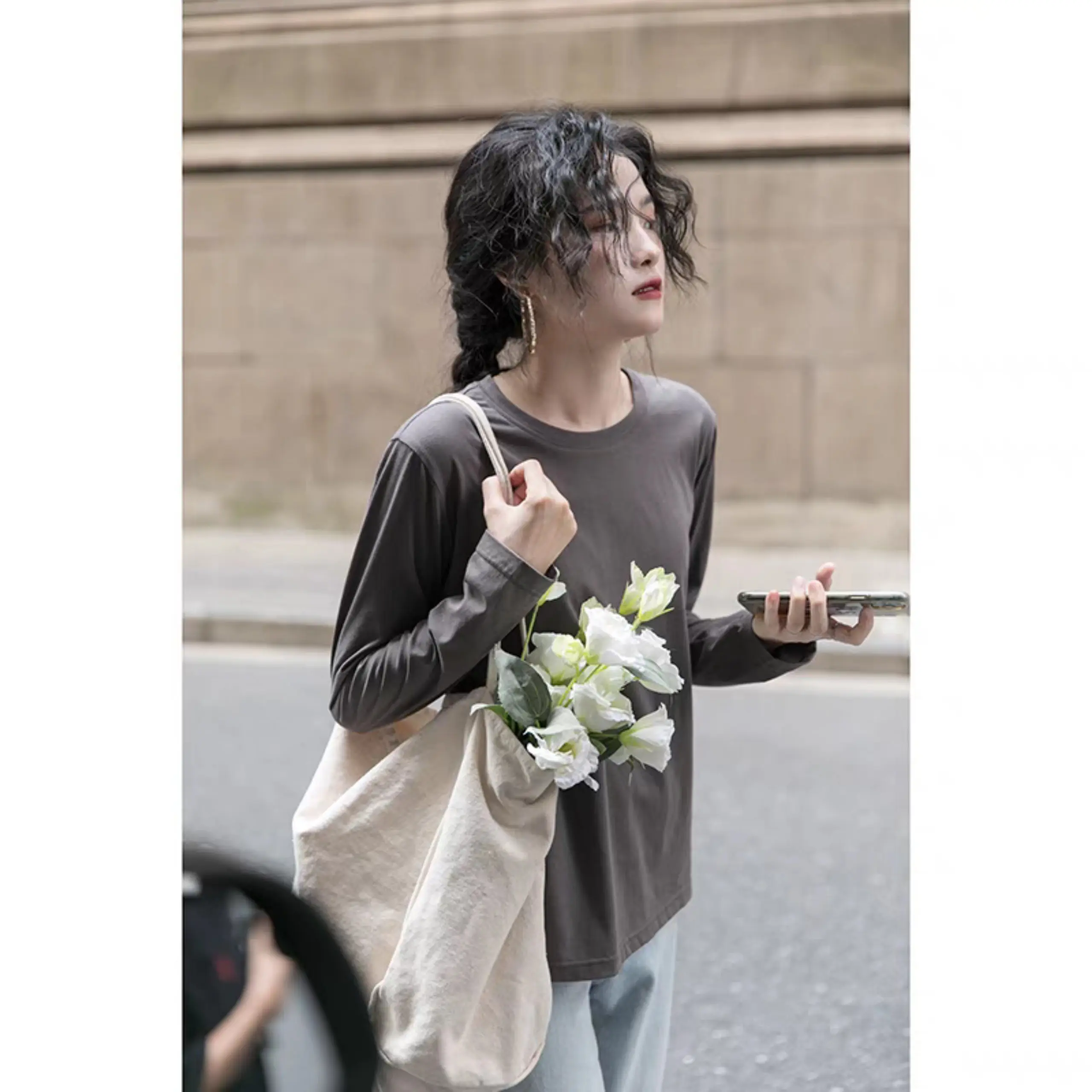 ÁO THUN TAY DÀI  BABYTEE TRƠN VẢI COTTON MỀM MỊN THOÁI MÁI Cổ Tròn Women | BigBuy360 - bigbuy360.vn