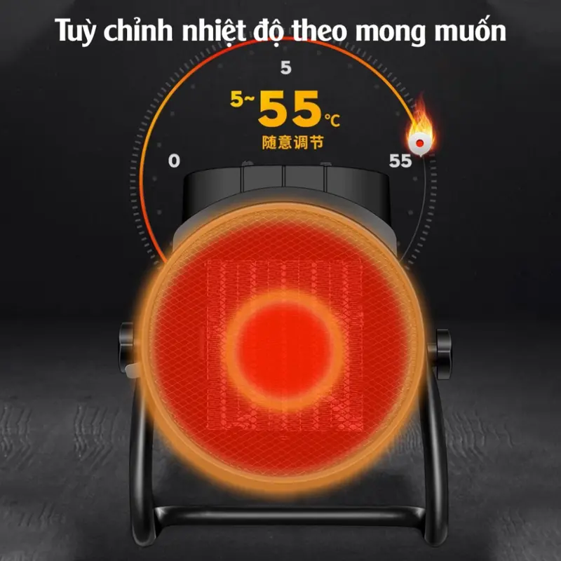 Máy sưởi gốm hai chiều công suất 2000W, Quạt sưởi ấm mùa đông 3 mức nhiệt tiết kiệm điện, Đèn sưởi cho bé không gây khô da, Đèn sưởi nhà tắm, phòng ngủ, Quạt sưởi để bàn mini 6