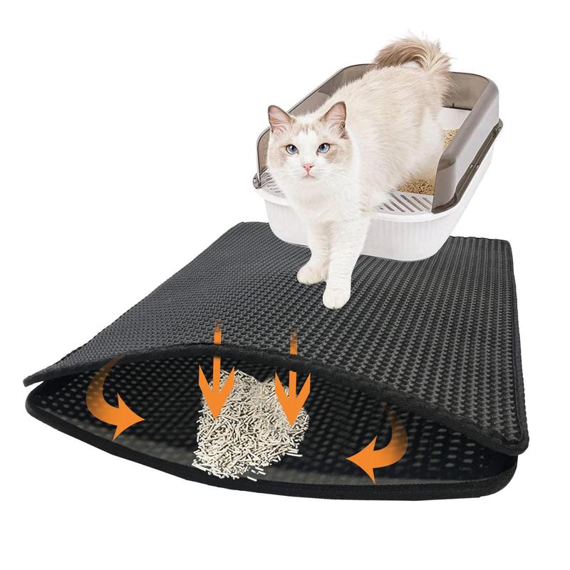 Cat Litter Mat, Honeycomb Design Non-slip Pet Litter Box Mat, Double Layer Waterproof Cat Litter Tray Mat 3