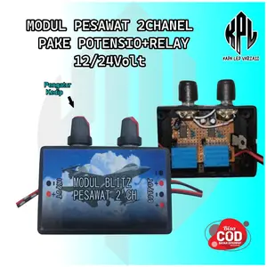 KAPA LEP VARIAST Modul Lampu Blizt Pesawat 2 CH Dengan 2 Potensio & 2 Relay 12/24Volt Simple Aman Untuk Pemasangan Mudah