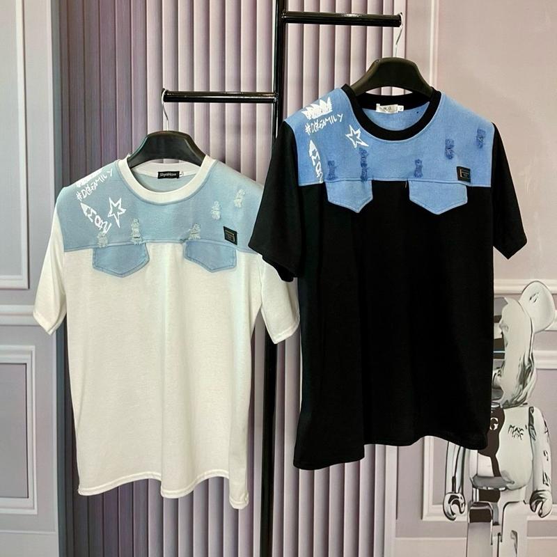 Áo phông DG nam nữ coton phối bò cao cấp trẻ trung - Cổ Tròn - Menswear Cotton Unisex a op o