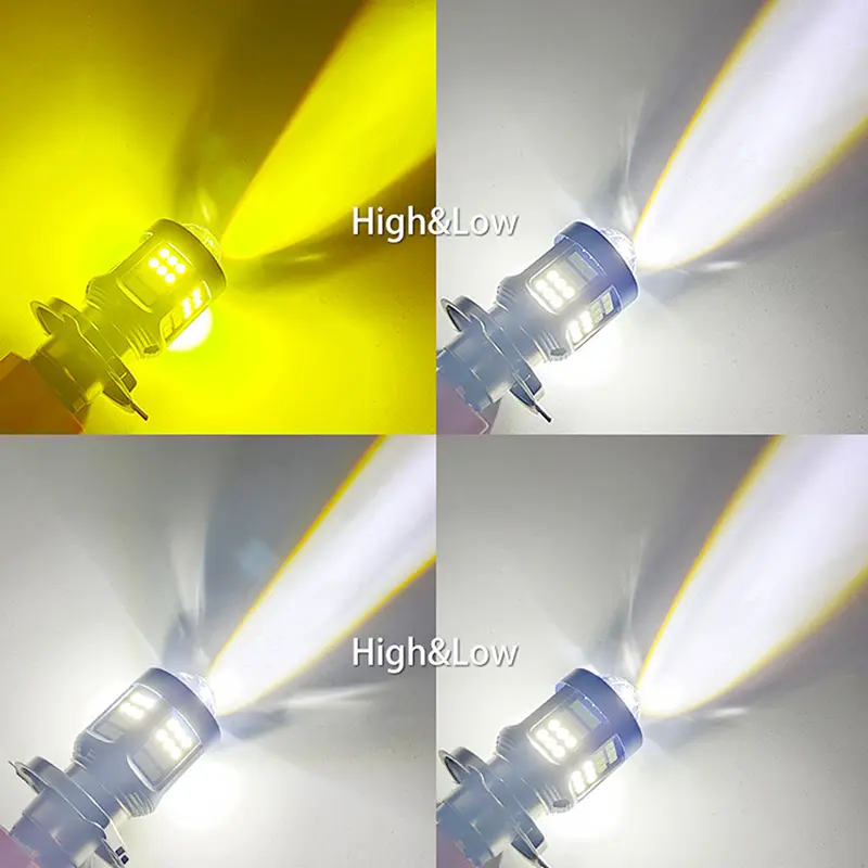 Đèn Chạy Xe Tay Ga Xe Máy, 1 Chiếc, Đèn Pha Xe Máy LED H4, Ống Kính Chùm Tia Hi Lo Màu Trắng Vàng Hai Màu CSP, Đèn Chiếu Sáng, Thích Hợp Cho Xe Máy 0
