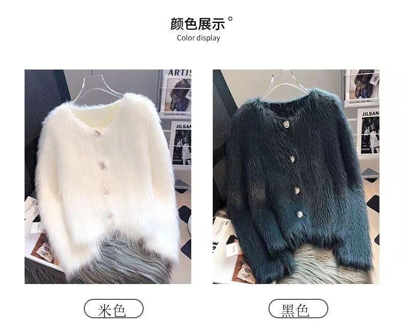 Product Introduction of Áo Khoác Len Cardigan Dệt Kim, Len Giống Lông Chồn, Dành Cho Nữ, Quần Áo Mùa Thu Và Mùa Đông, Dày Dặn, Hàng Mới Về, Ngắn, Ngắn, Mềm Mại Và Nếp, Sản Phẩm Châu Âu Phổ Biến Năm 2025 2