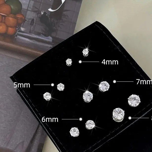 Bông tai nam châm đính đá không cần bấm lỗ , không cần xỏ khuyên