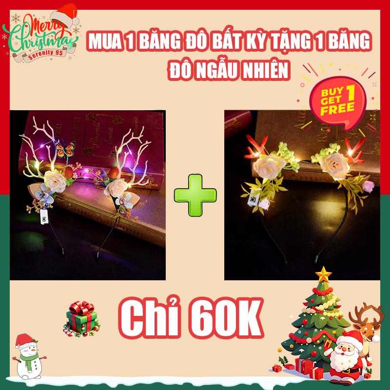 Mua 1 Băng Đô Bất Kỳ Tặng 1 Băng Đô Ngẫu Nhiên , Băng Đô Đèn Led Cài Tóc Nai Sừng Tấm Giáng Sinh, Kẹp Tóc Hoa Bướm Có Đèn Led Phát Sáng Hot Trend