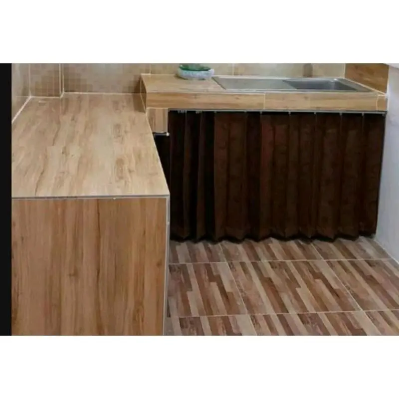 Gorden kolong Dapur Model plisket lepitan Gorden meja kompor Model cantol kaitan Kawat S kota slambu  dapur 2