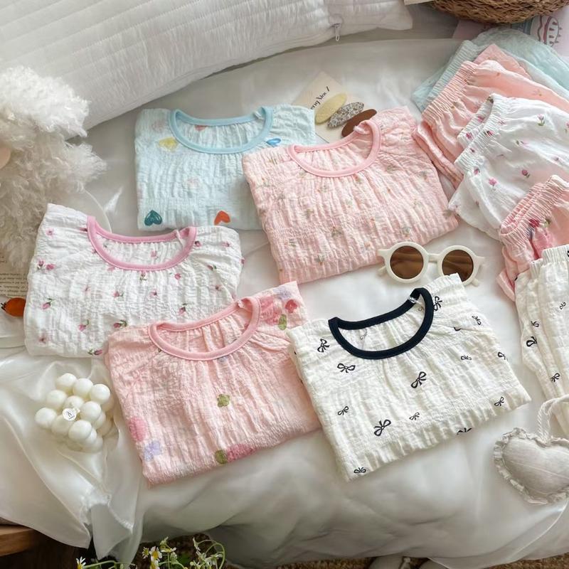Pijama Cho Bé,Bộ Đồ Ngủ Mùa Hè Cho Em Bé Gái Nhẹ Và Thoải Mái Quần Áo Mặc Nhà Bộ 2 Món Thích Hợp Cho Bé 1-7 Tuổi