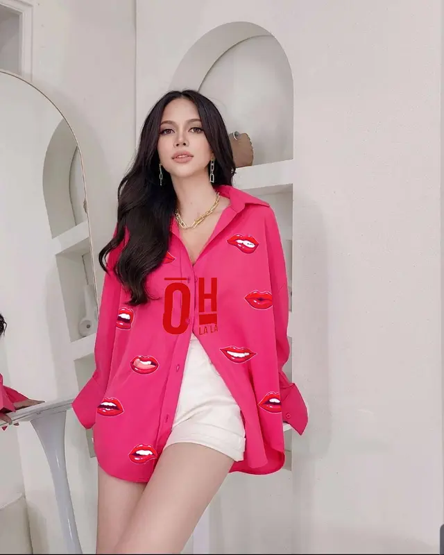 Kemeja Wanita XXL Lips Ohlala Atasan Wanita Jumbo 5