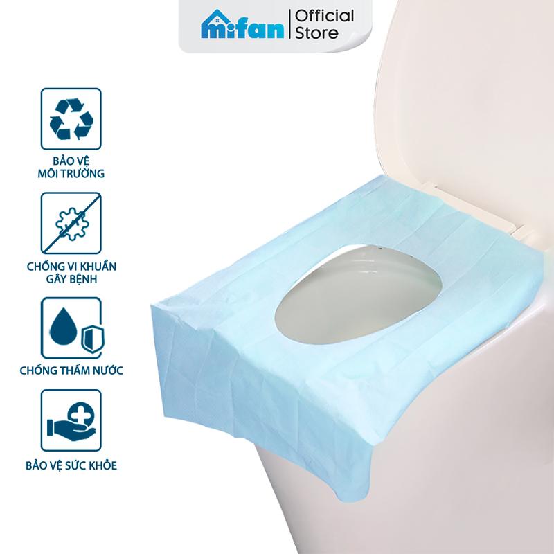  Miếng Giấy Lót Bồn Cầu Tự Phân Hủy MIFAN - 10 miếng set - Chống Thấm Nước Dính Chắc Chắn - Nhỏ Gọn Vô Trùng Sạch Sẽ 