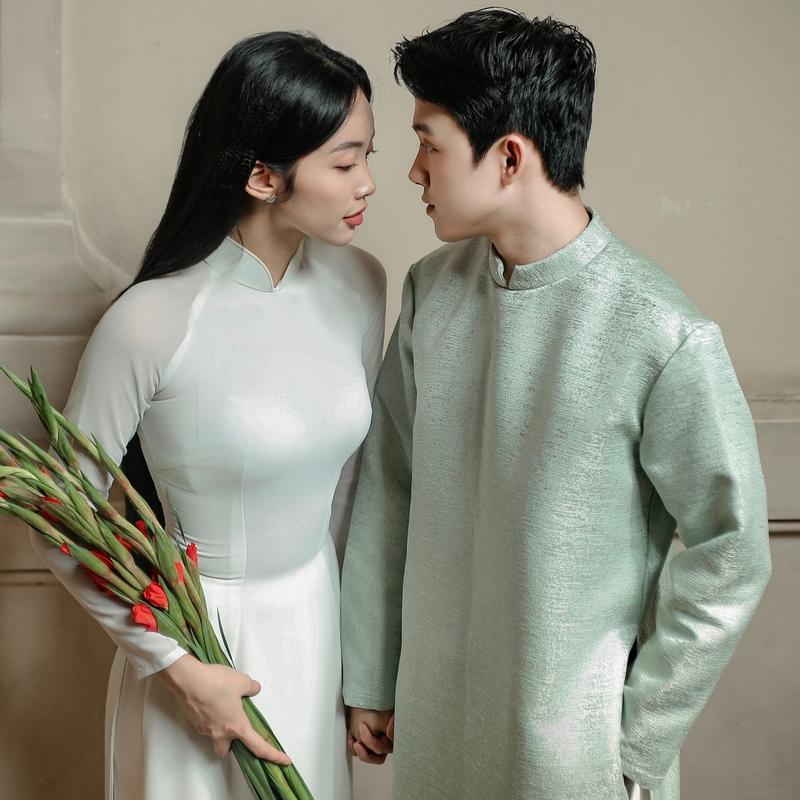 Áo dài nam vải Tafta vân gỗ Tết 2024 có BIGSIZE 105kg