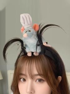 Diadema de Peluche con Diseño de Ratón de Dibujos Animados para Mujer, Accesorio de Maquillaje Divertido para Halloween, Adorable Accesorio para la Cabeza para Fiestas y Festividades