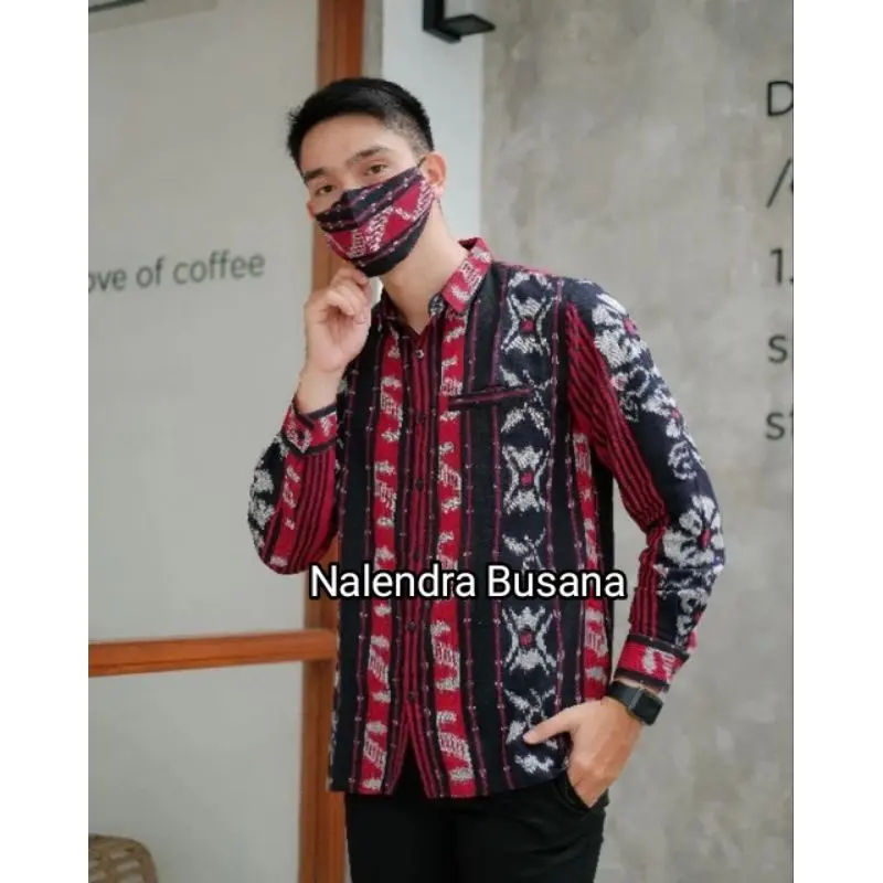 READY STOCK SET COUPLE BAJU TENUN DRESS TENUN KEMEJA TENUN PRIA BAJU PESTA TENUN ETNIK Tangan Panjang Pasangan Seragam Keluarga Kondangan Merah Motif Songket Sarimbit Batik Pendek Wanita 3