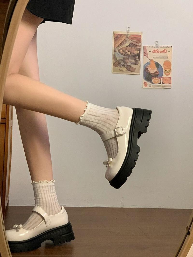 Product Introduction of [ ​ lolita shoes]Platform Mary Jane Shoes for Women British Style 2024 New Spring Autumn Japanese Style Bowknot Lolita Single Shoes[Lolita shoes] 3