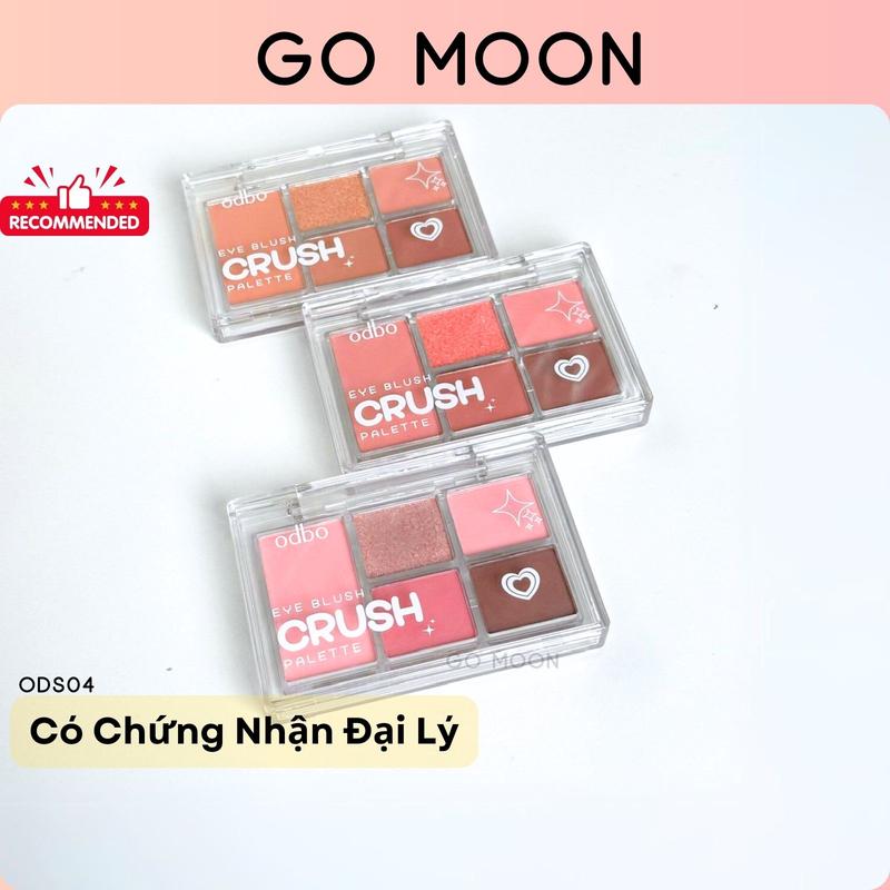 Phấn Mắt Odbo 5 Ô Eye Blush Crush Palette ODS04 Bảng Mắt 5 ô kèm Má Hồng Thái Lan 6g mịn lì lâu trôi màu chuẩn Go Moon Cosmetic Trang Điểm bảng mắt blush crush Women Mỹ Phẩm tone hồng