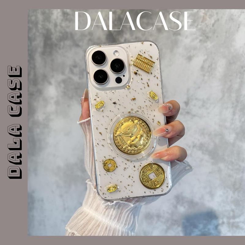 [Ốp Tết] Ốp Lưng Trong Suốt Đính Mèo Vàng Tết