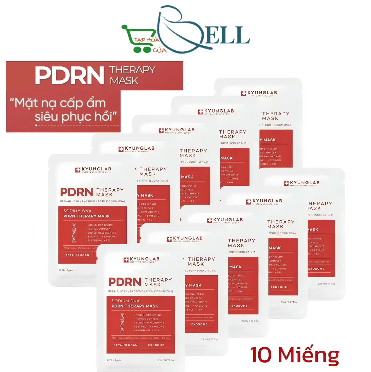 COMBO 10 Miếng Mặt nạ phục hồi Kyunglab PDRN mask b5 23ml, Cấp ẩm căng bóng da, Trẻ hoá da Hàn Quốc, dành cho nữ