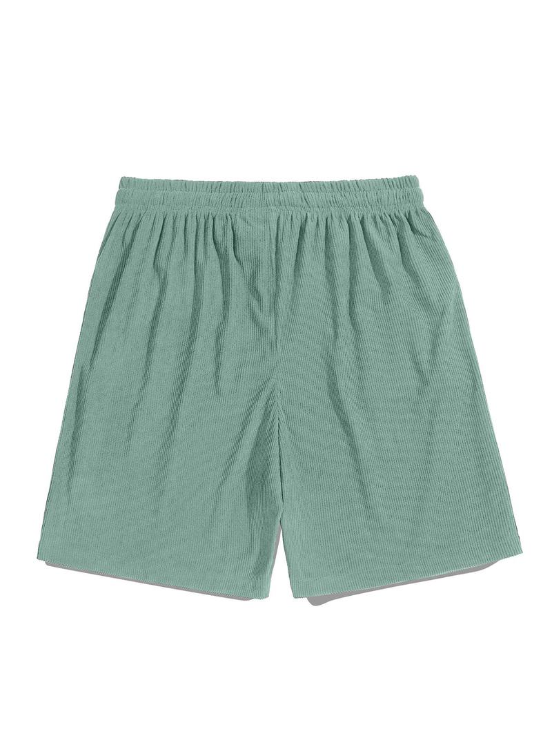 Product Introduction of Men's Letter Print Corduroy Shorts, Casual Loose Fit Shorts for Summer, Breathable Comfy Men's Bottoms for Daily Wear 2
