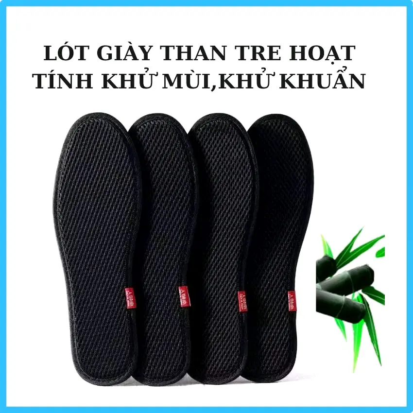 Lót giày nam nữ than tre hoạt tính khử mùi khử khuẩn thoáng khí thấm hút mồ hôi Miếng Lót Giày