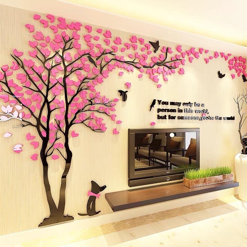 Tranh mica dán tường cây tình nhan dán nổi trang trí phòng khách ngủ quán cafe trà sữa văn phòng Decor Decal
