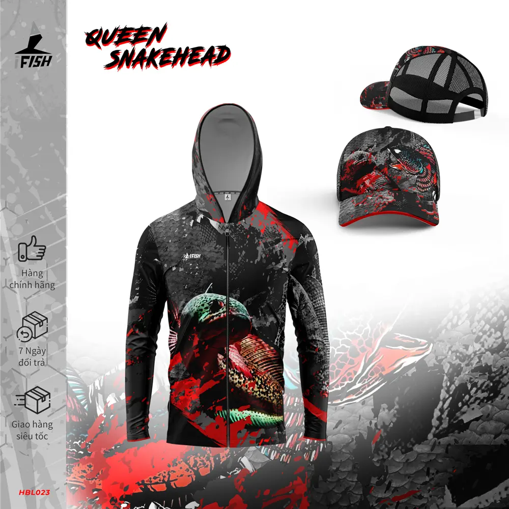 Áo Câu Cá Chống Nắng QUEEN SNAKEHEAD Chống Nắng, Thoáng Mát, Chống Tia UV dành cho AE Cần Thủ Của Nhà Ifish