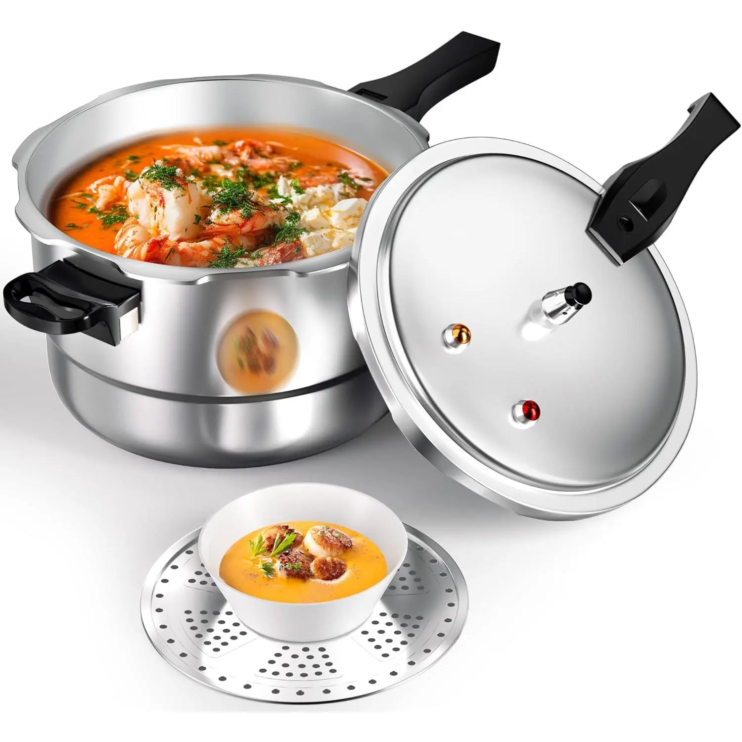 10Qt Aluminum Pressure Cooker w/Release Valve & Multiple Protective Devices,Pressure Canner Compatible with Gas